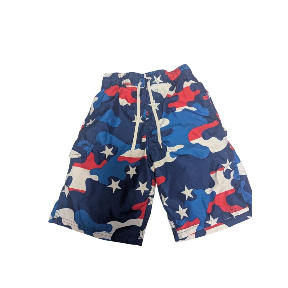 Kanu Surf Boy's Patriot Swim Trunks, Medium 10-12 NWOT Red, White,Blue